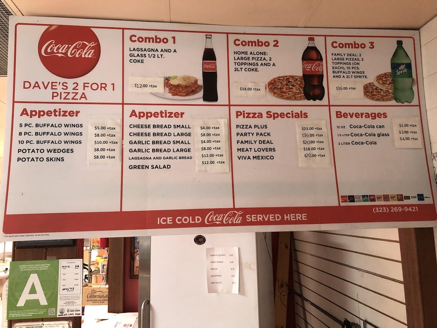 Dave's 2 For 1 Pizza Menu image 3
